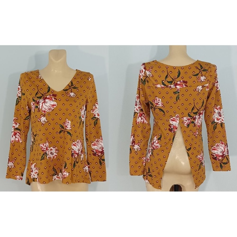 New Daytrip Beautiful Mustard Floral Soft Velveteen Top Woman S Nordstrom